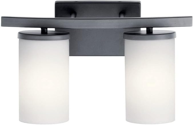 Kichler Crosby 15" 2 Light Vanity Light Satin Etched Cased Opal Olde Bronze®