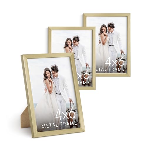 4x6 Gold Metal Picture Frames (3 Count)