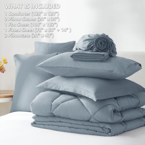 Super King Plus Comforter Set Dusty Blue