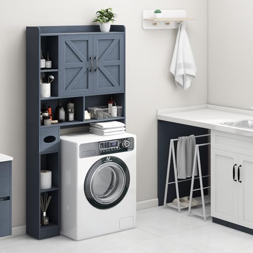 Over The Toilet Storage Cabinet with 2 Barn Doors