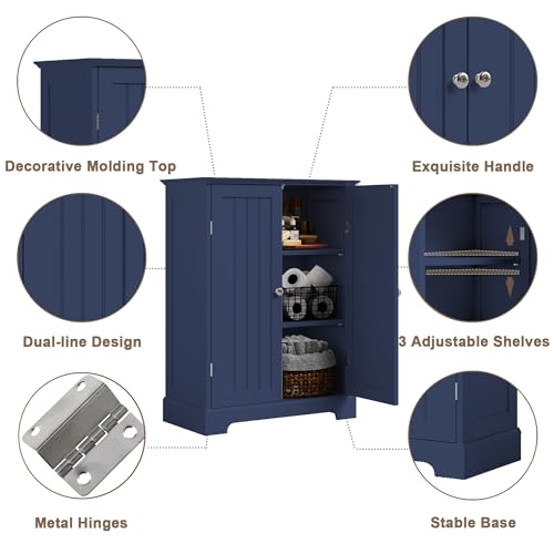Bathroom Floor Cabinet with 2 Doors and Adjustable Shelves