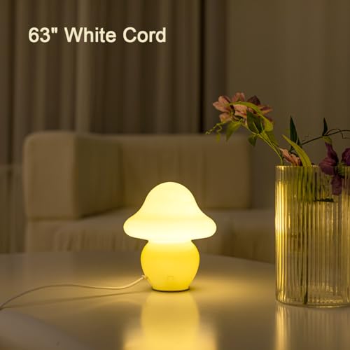 Mushroom Lamp White Glass Mushroom Table Lamp for Bedrooms