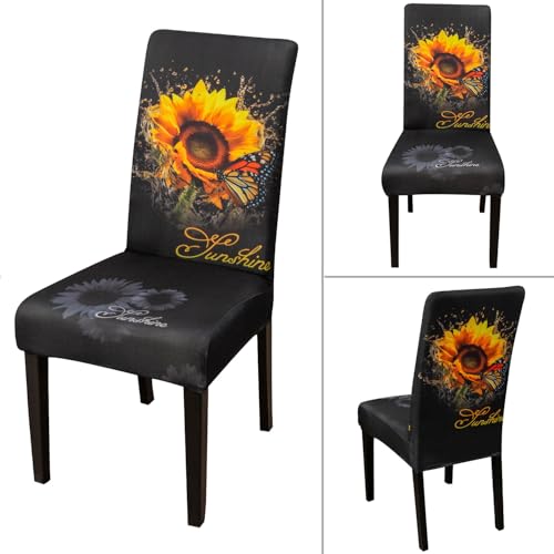 Sunflower Chair Covers for Dining Room Set of 6 (6 Count)