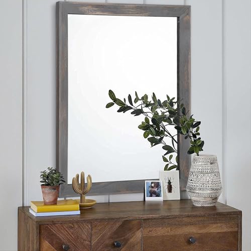 Wooden Mirror Rectangle Rustic Mirrors for Wall Decorative for Bedroom Bathroom Living Room Entryway Hanging Home Decor 28"x20"