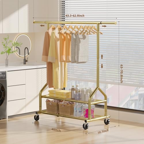556 LBS Heavy Duty Rolling Clothes Rack