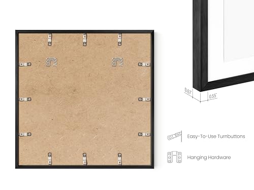 20x20 Black Metal Picture Frames Matted to 16x16 (4 Count)
