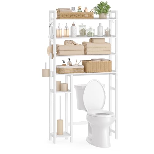 4 Tier Bamboo Over the Toilet Storage with Adjustable Shelves
