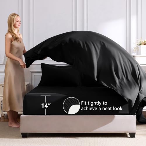 Queen Comforter Set with Sheets Black