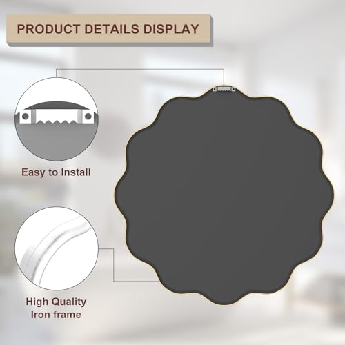 White Round Mirror 24 Inch Wavy Bathroom Vanity Mirror White Frame Modern Wall Mirror Decorative Wall