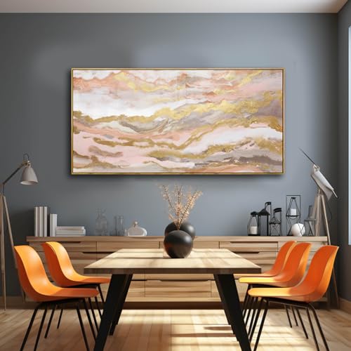 Canvas Wall Art Gold Living Room Decor Pink Canvas Art Room Decor for Teen Girls Home Decor Abstract Paintings for Bedroom Office Kitchen 24"x 48"