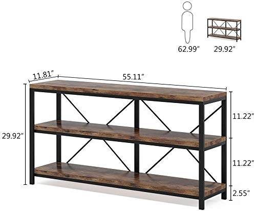 55 Inches Long Sofa Table with Storage Shelves