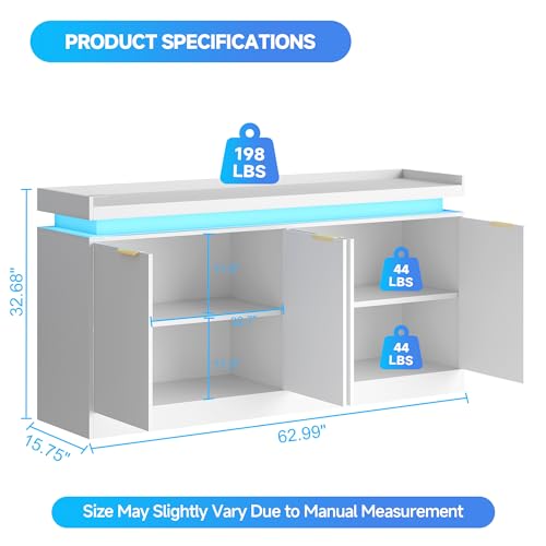LED Sideboard Buffet Cabinet with Storage
