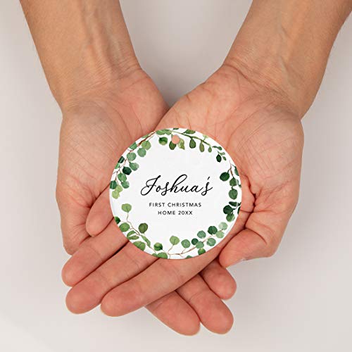 Personalized Round Ceramic Porcelain Christmas Tree Ornament Keepsake Collectible Adoption New Baby Gift