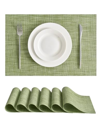 Bean Green Woven Placemats Set of 6 (6 Count)