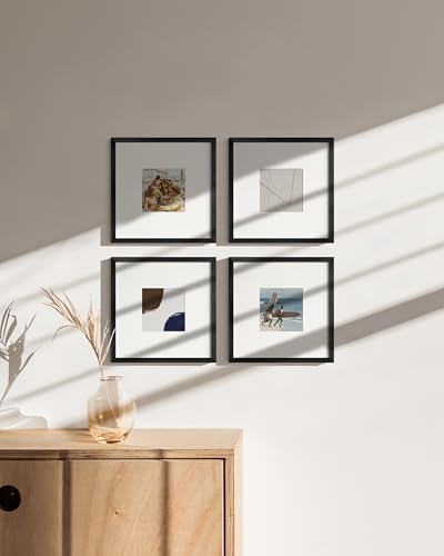 10x10 Black Metal Picture Frames Matted to 5x5 (4 Count)