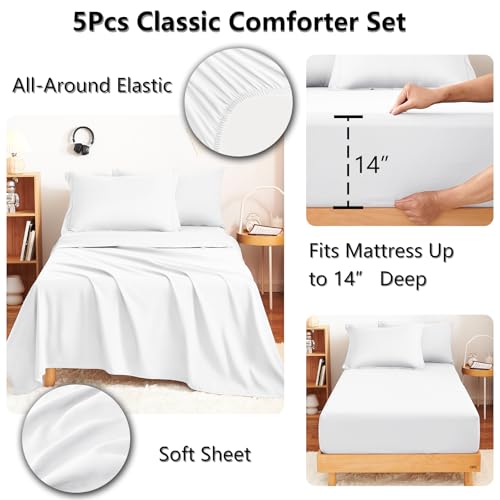 Twin XL Comforter Set with Sheets White