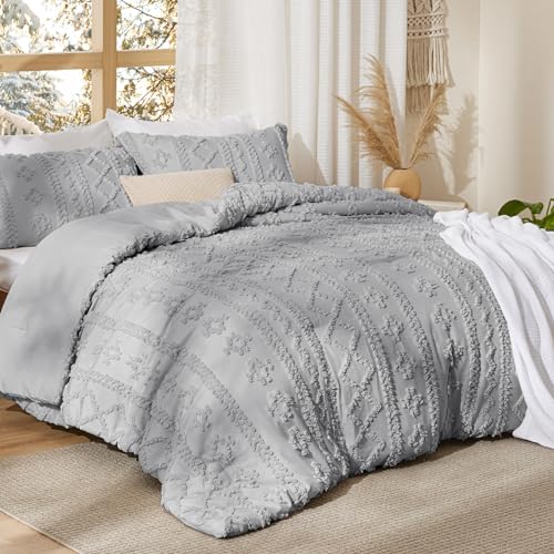 Tufted Boho Comforter Set Queen Size