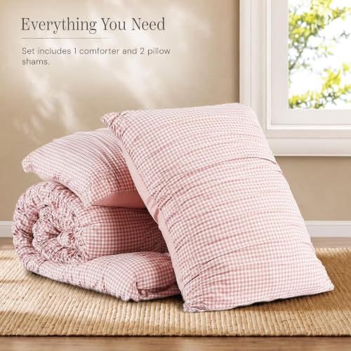 Pink Gingham Queen Size Comforter Sets