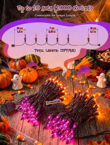 Orange and Purple Halloween Lights (50 Count)