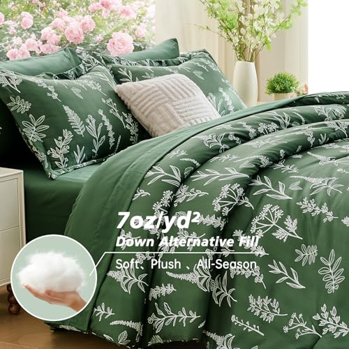 Dark Green Bed in a Bag Queen 7 Pieces