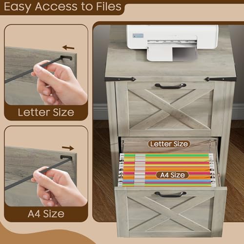 Vertical File Cabinet with 2 Drawers for Home Office