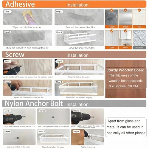 5-in-1 Wide Wall Mount Wrapped Mesh Kitchen Organizer & Shower Caddy Kit, with Paper Towel Holder, Utensil Holder, Soap Dish, Heavy Duty 50LBS - White, Netting