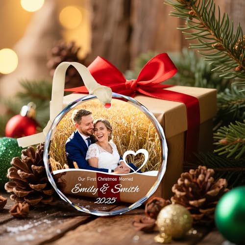 First Christmas Married Ornament 2026 Personalized Wedding Gift for Couples
