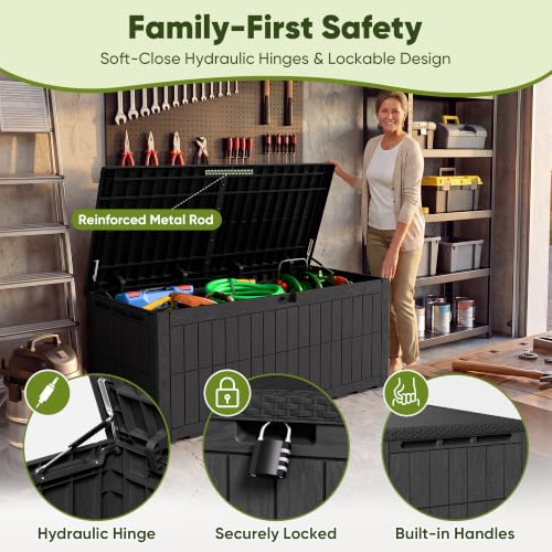 185 Gallon Deck Box Resin Outdoor Storage Box Waterproof