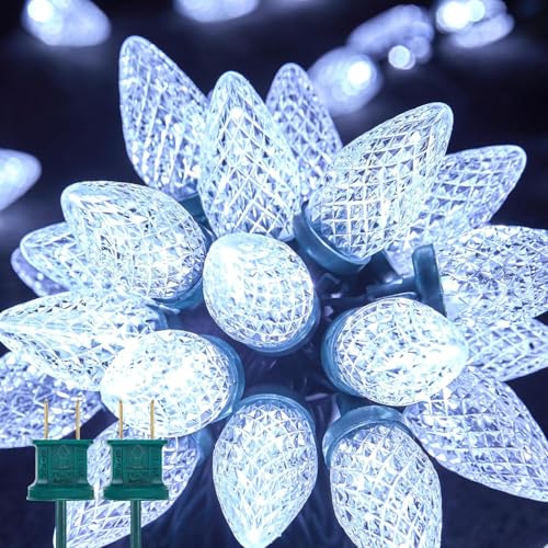 2 Pack White C9 LED Christmas Lights Outdoor (50 Count)