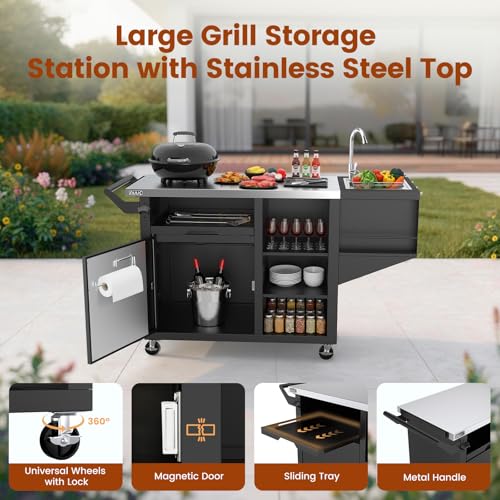 Outdoor Grill Cart on Wheel
