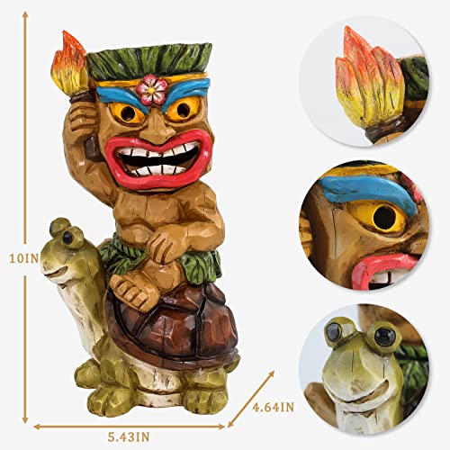 Tiki Outdoor Statue with Turtle Decor