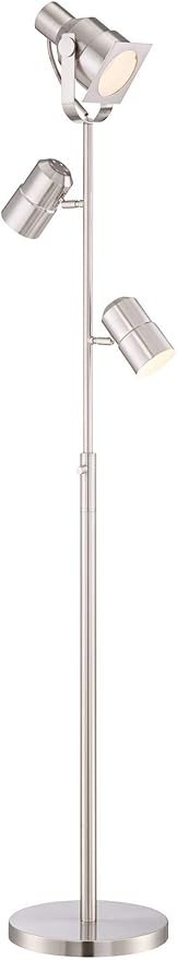 Possini Euro Design Nuovo Modern Task Floor Lamp Tree 3-Light 70" Tall Brushed