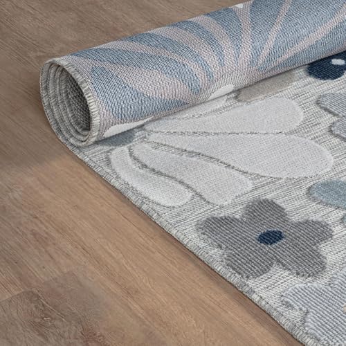 Outdoor Rug 6x9 Modern Floral Tropical Area Rugs for Outdoor and Indoor Patio Easy to Clean Non Shedding Living Room Porch Garden Washable Outside Carpet (58.5 Sq Ft)