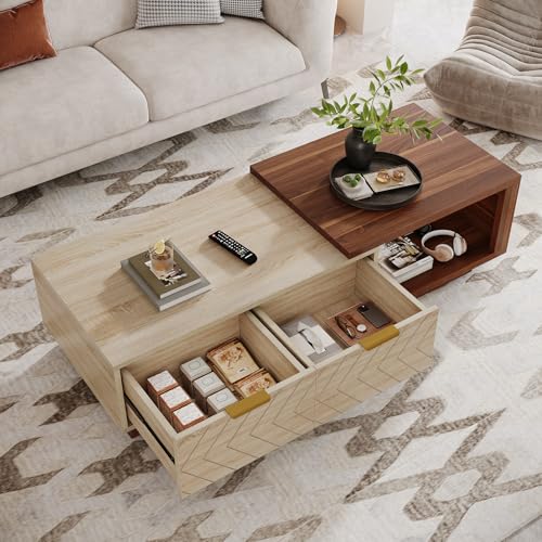 Extendable Coffee Table with 2 Storage Drawers