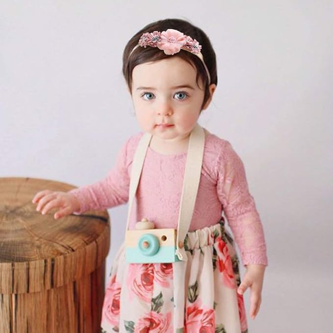 Baby Girl Nylon Headbands Flower Hair Bows Accessories-Elastic Hair Band Crown Handmade FLoral Wraps Birthday Gifts for Girls Newborn Infant Toddler 3Pcs