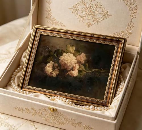 Vintage Gold Framed Moody Floral Wall Art