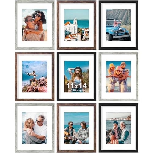 11x14 Picture Frames Set of 9 for Wall Mounting (9 Count)