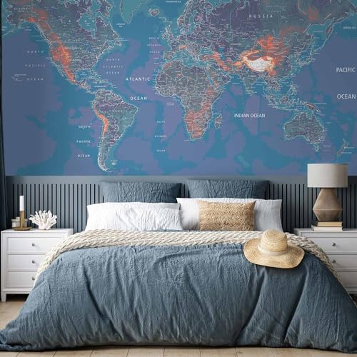 Wall Mural World Map 116x83 in (66.41 Sq Ft)