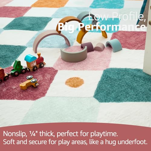 5x5 Nursery Rug Kids Room Square Rug Washable Colorful Playroom Rug (25 Sq Ft)