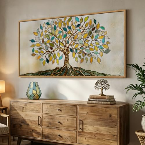 Large Framed Tree of Life Wall Art for Living Room
