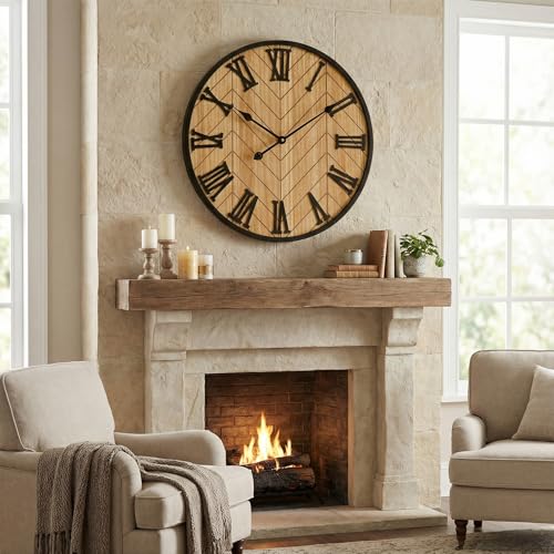 24 Inch Large Wall Clock Farmhouse Style