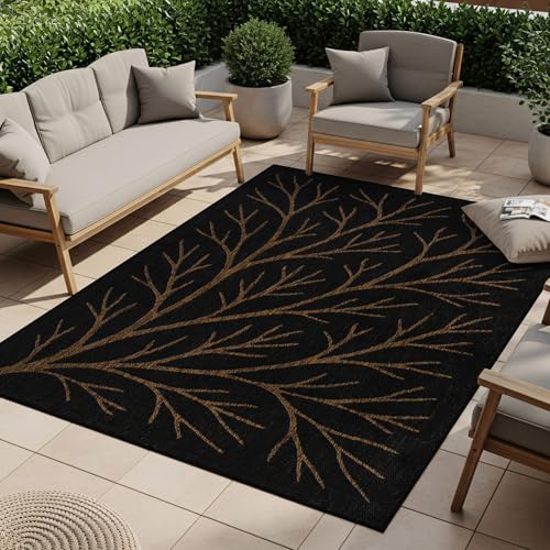Washable Indoor Outdoor Rug 5x7 Modern Area Rugs Branch Pattern Non Shedding Waterproof Easy Clean Patio Deck Porch Living Room Bedroom Garden RV (35 Sq Ft)