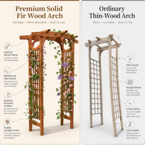 Solid Fir Wood Garden Arch Trellis for Climbing Plants Outdoor