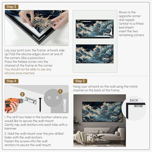 36"x72" Extra Large Framed Wall Art Soft Sand Wave Abstract Neutral Illustration for Home Living Room Bedroom Decor