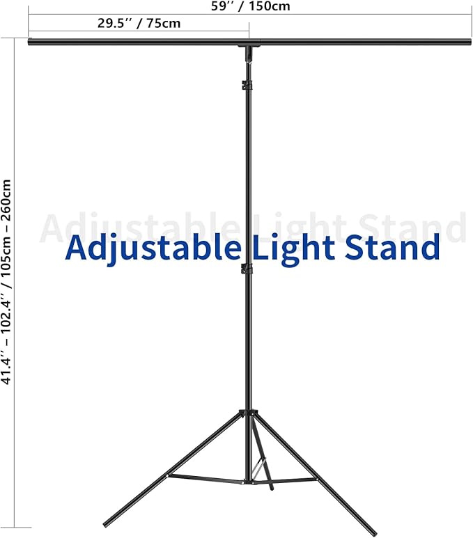 NEEWER T-Shaped Background Backdrop Support Stand Kit, 8.5ft/2.6m Tall
