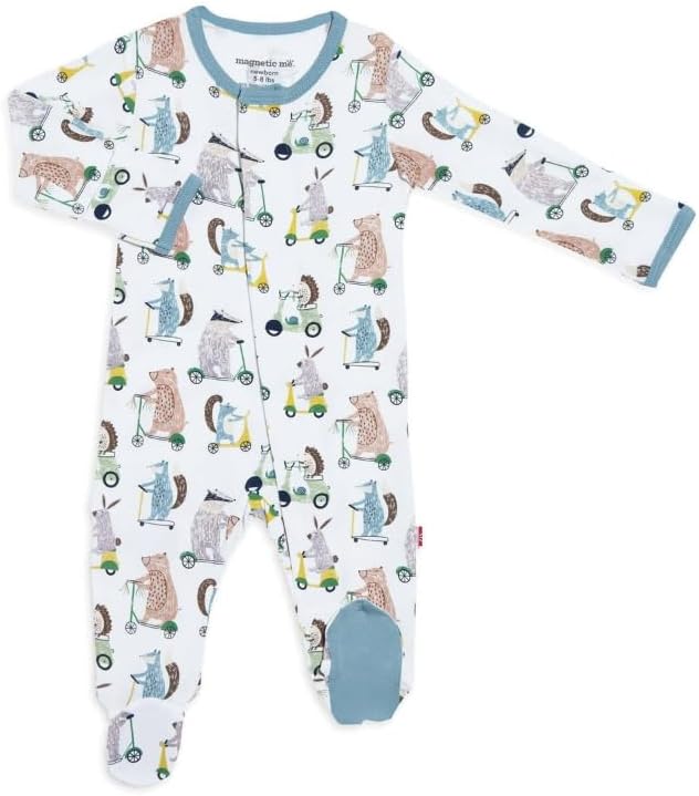 Magnetic Me Boys Modal Magnetic Baby Footie Pajamas | Silky Soft Modal Fabric | Baby Sleepers Available in Sizes PRE - 24M