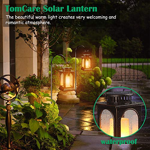 Flickering Flame Solar Lights Outdoor Metal Hanging Lantern (2 Count)