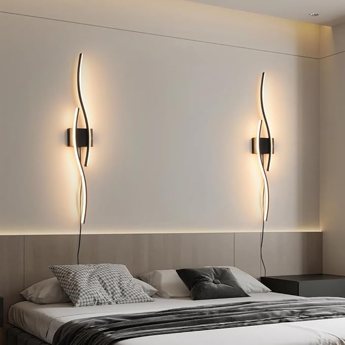 Modern Plug in Wall Sconces Set of Two, RC Dimmable LED Plug in Wall Light