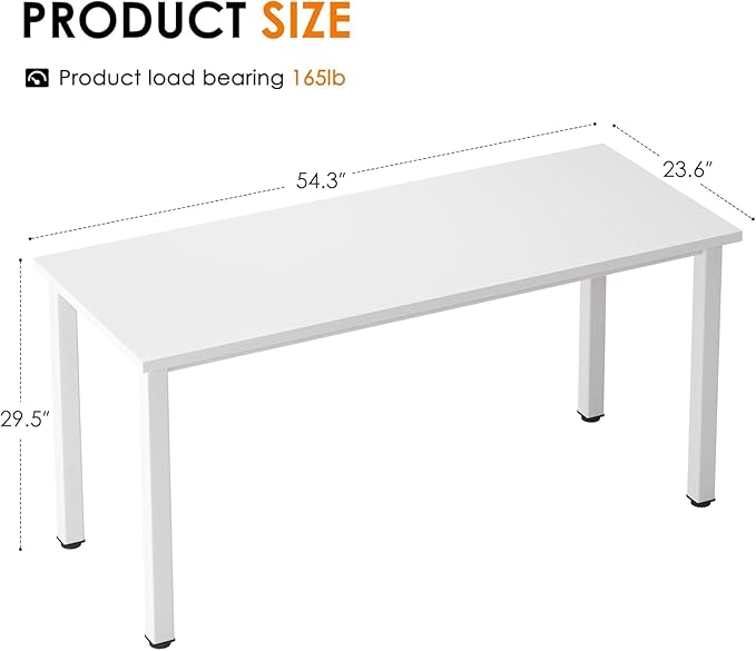 Need Office Computer Desk 54 Inches Modern Simple Heavy Duty Working Study Table,PC Writing Table,Home Office Writing Desk Perfect for Training/Card/Meeting White&White AC3WW(138 * 60)