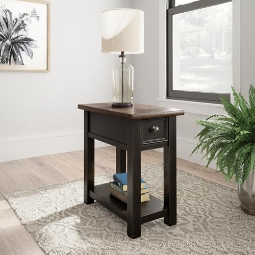Narrow Chairside End Table with Charging Station
